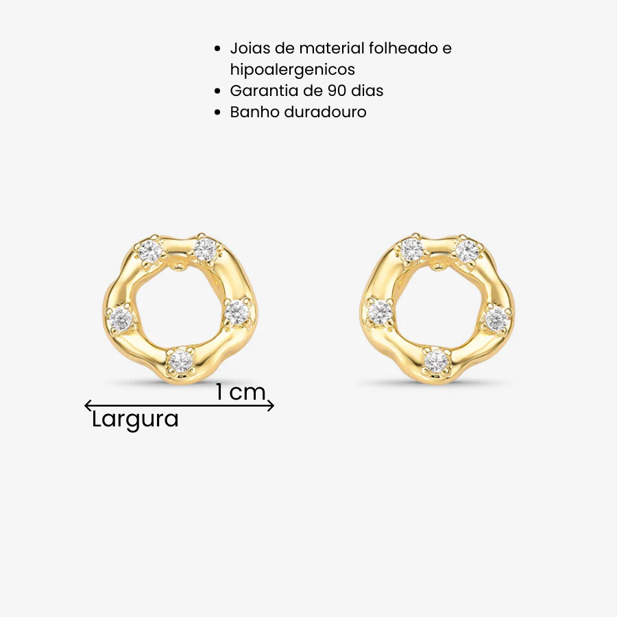 Brinco Circulo Irregular Folheado a Ouro 18k