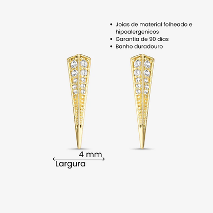 Brinco Avião Cravejado Folheado a Ouro 18K