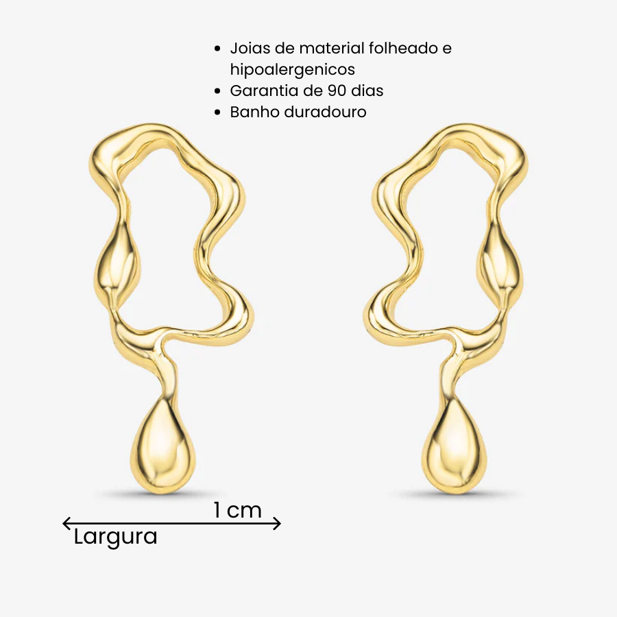 Brinco Orgânico Folheado a Ouro 18k