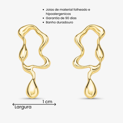Brinco Orgânico Folheado a Ouro 18k