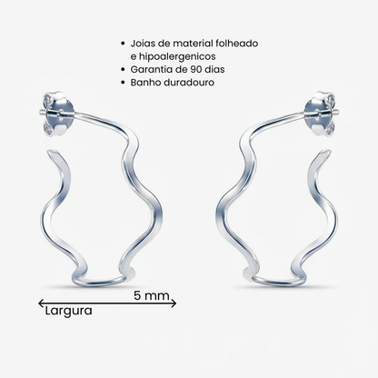 Brinco Argola Zigue-Zague 30mm Folheado a Prata