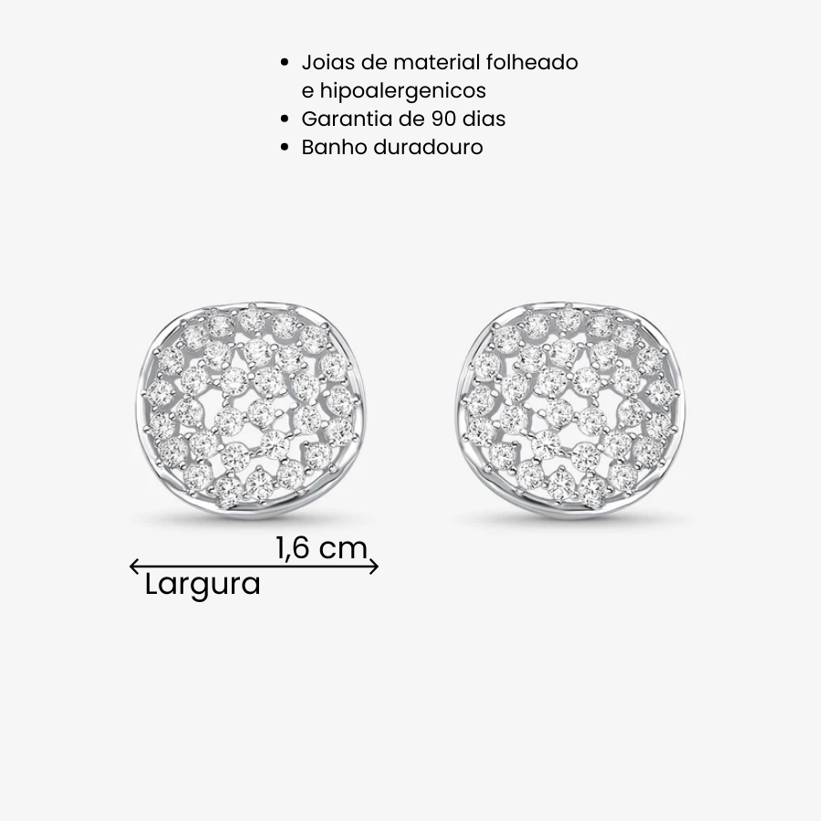 Brinco Escudo de Cristais Folheado a Prata