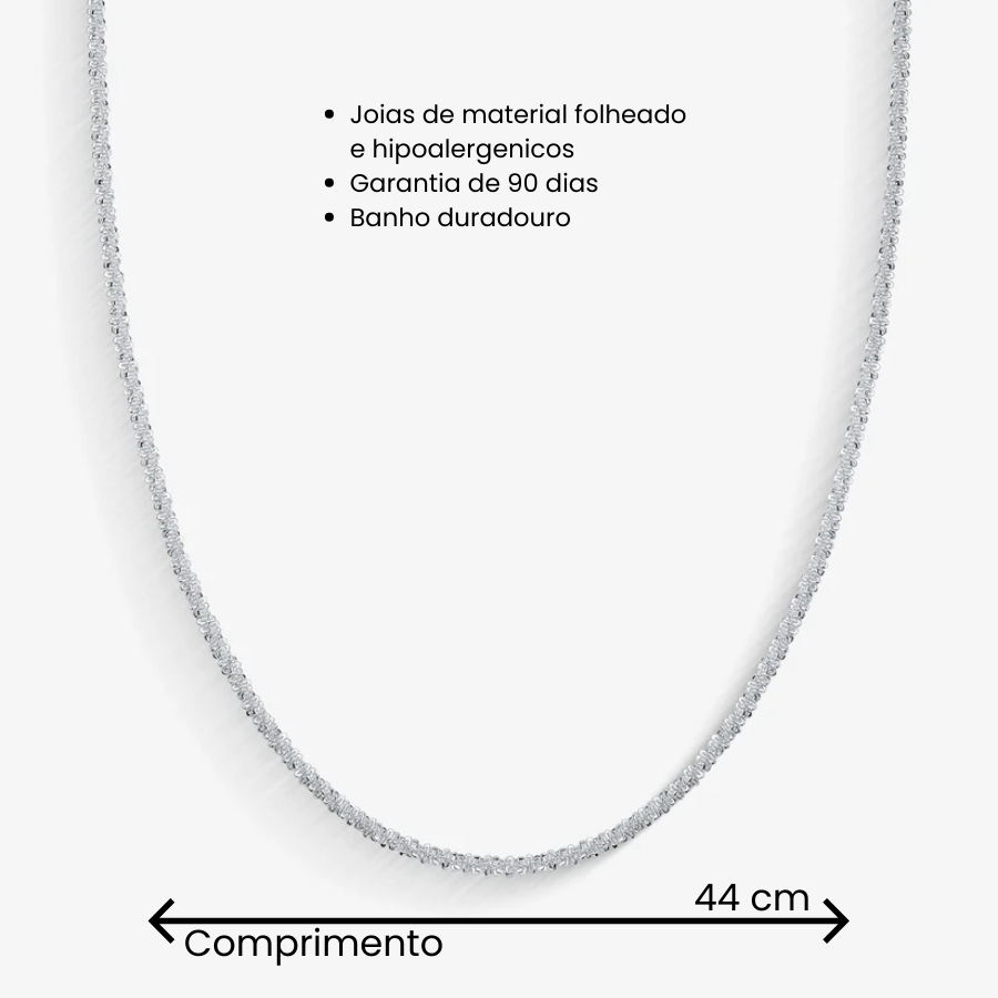 Colar Singapura Diamantado Folheado a Prata