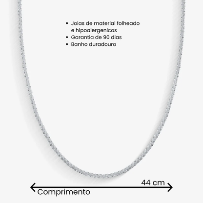 Colar Singapura Diamantado Folheado a Prata