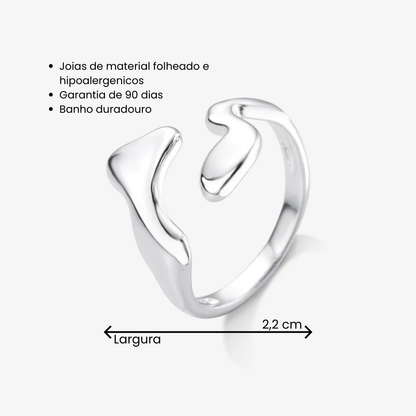 Anel Regulável Orgânico Folheado a Prata