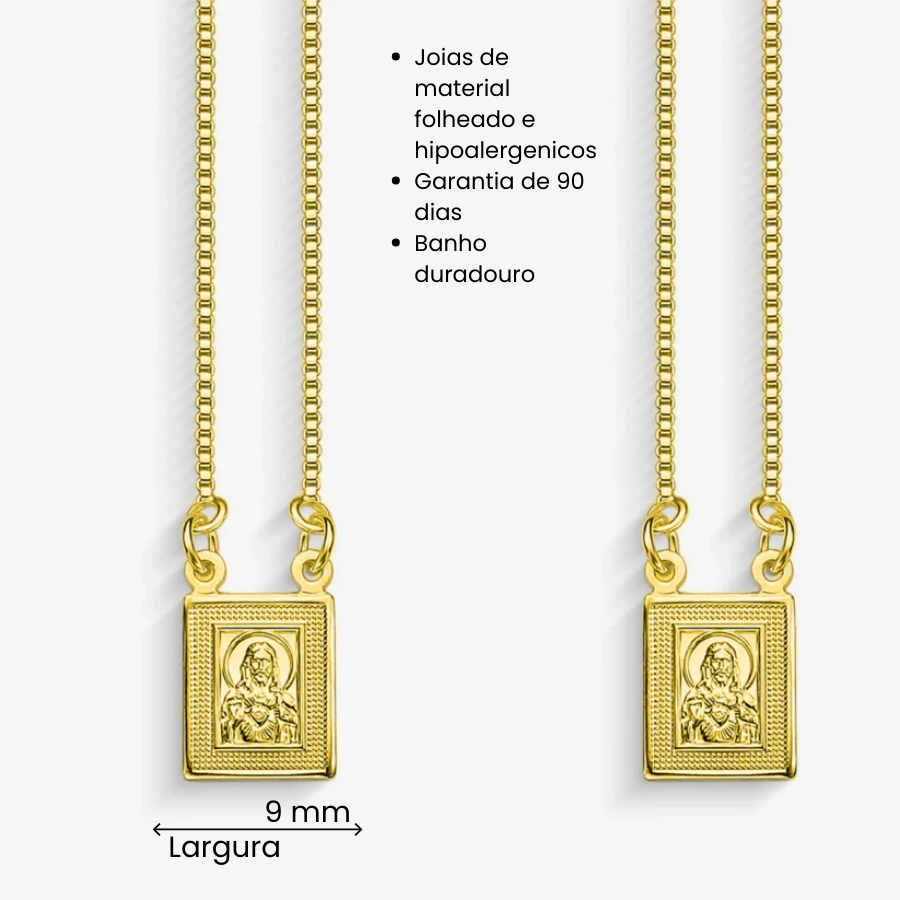 Colar Escapulario Unissex Folheado a Ouro G