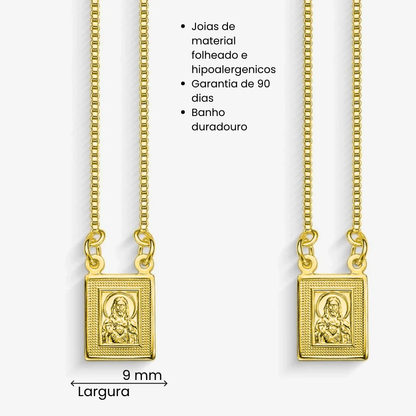 Colar Escapulario Unissex Folheado a Ouro G