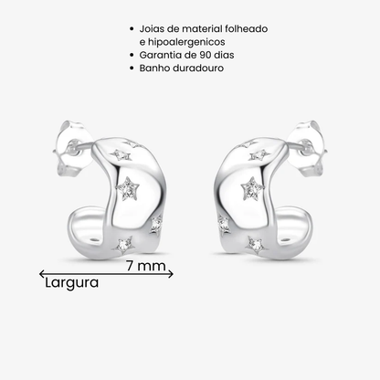 Brinco Argola Estrelar Folheado a Prata