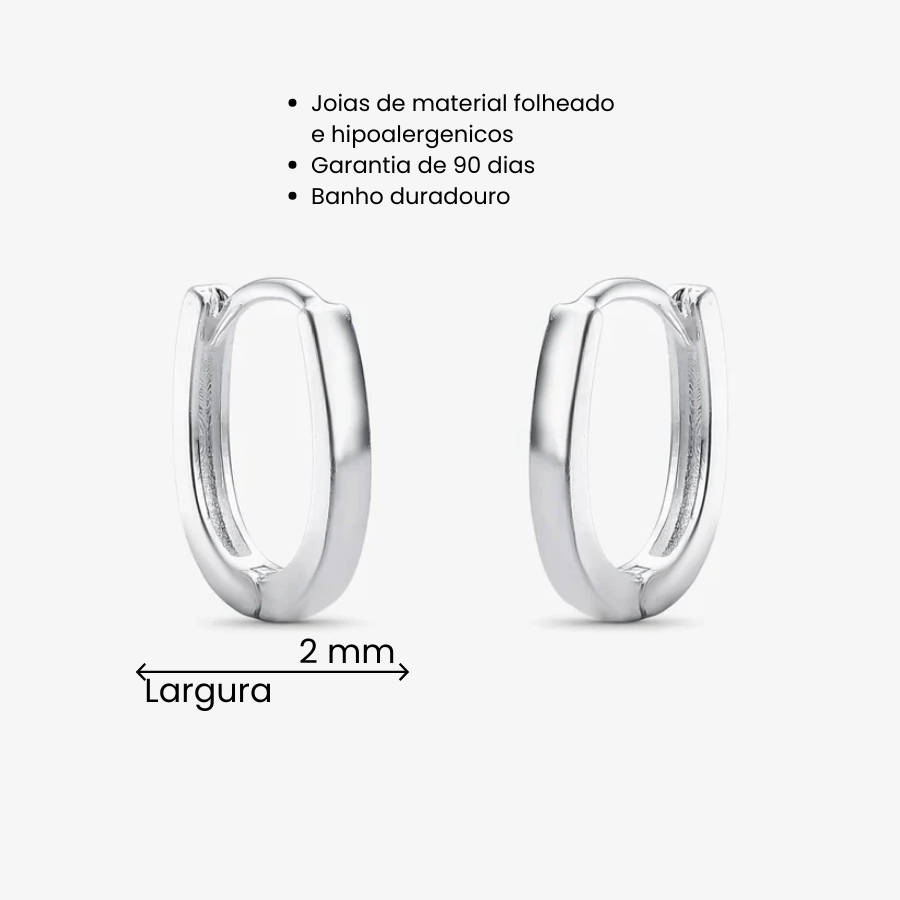 Brinco Argola Oval M Folheado a Prata