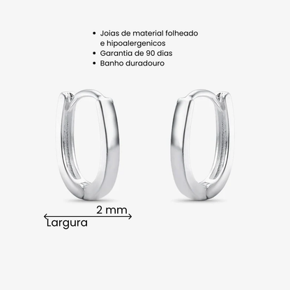 Brinco Argola Oval M Folheado a Prata