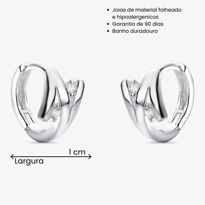 Brinco Argola Invertida Com Zircônia Folheado a Prata