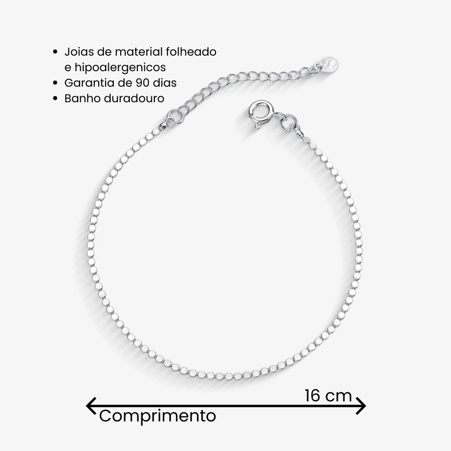 Pulseira Bolinhas Achatadas Folheado a Prata