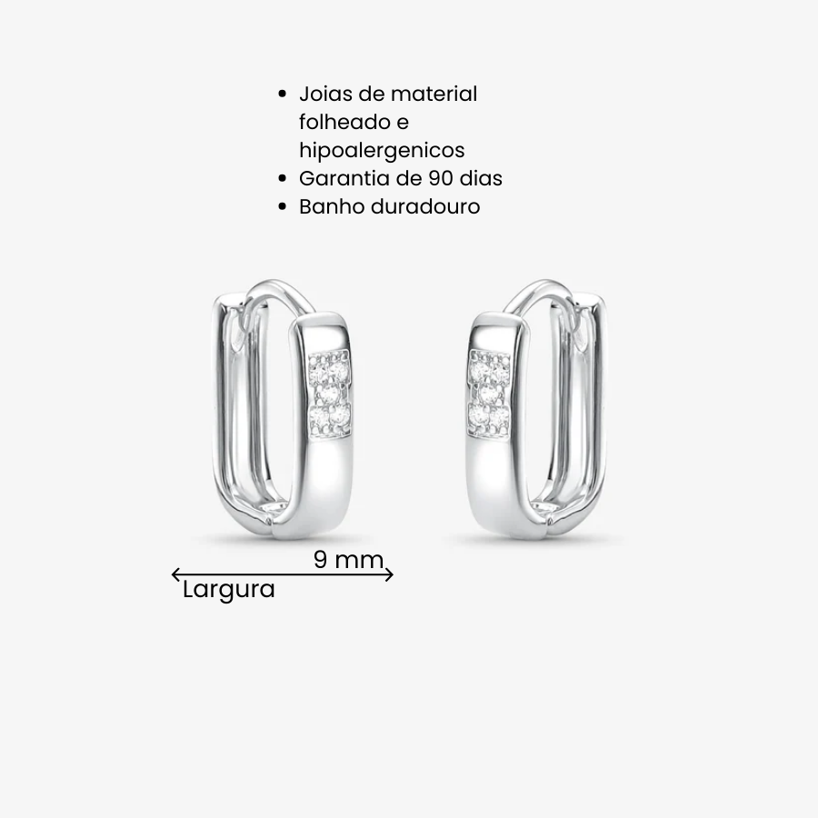 Brinco Argola Articulada com Zircônias Folheado a Prata