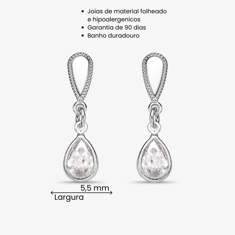 Brinco Gota Borda Pontilhada Folheado a Prata