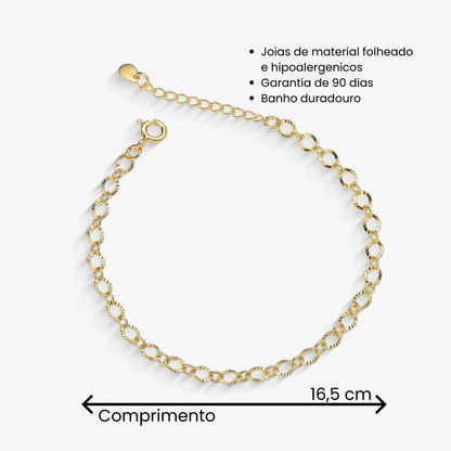 Pulseira Elo Português Texturizado Folheado a Ouro18k
