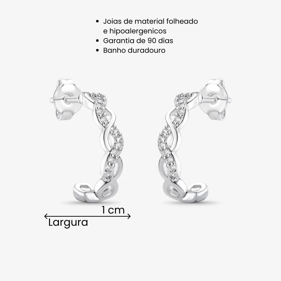 Brinco Argola Borda trançada Folheado a Prata