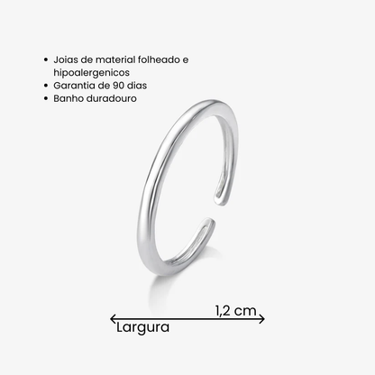 Anel Regulável Liso Folheado a Prata