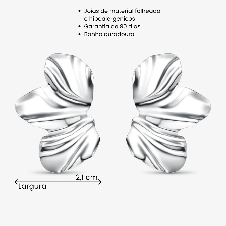 Brinco Flor Orgânica Folheado a Prata