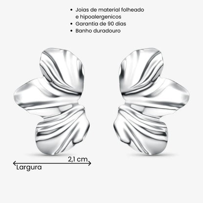 Brinco Flor Orgânica Folheado a Prata