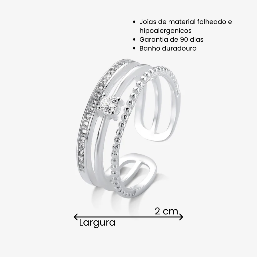 Anel Regulável Triplo com Zircônia