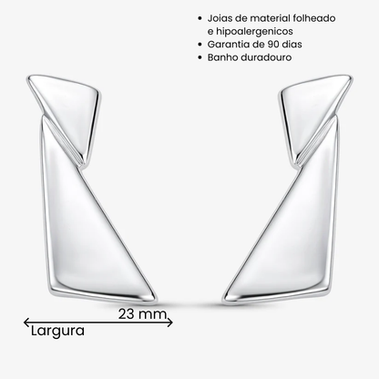 Brinco Geométrico Folheado a Prata
