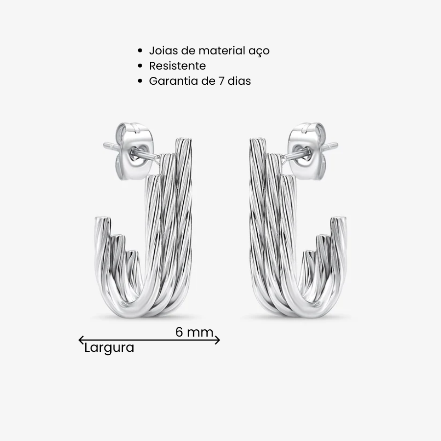 Brinco Aço Trançado Texturizado