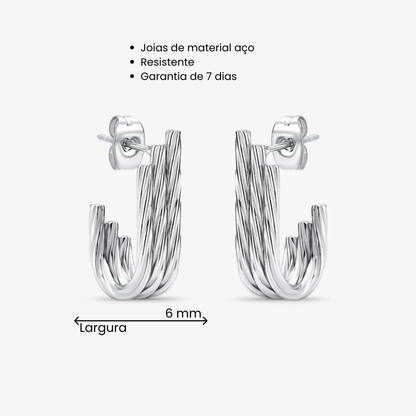 Brinco Aço Trançado Texturizado
