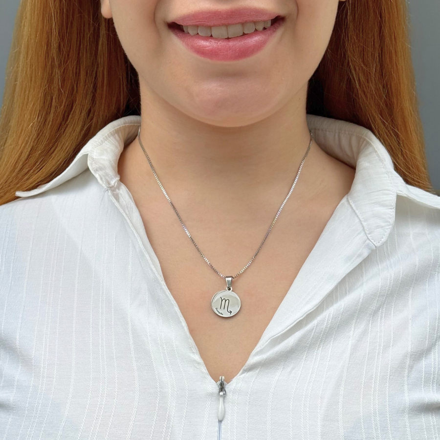 Colar Aço Personalizado Medalha Redonda P