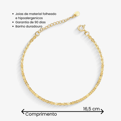 Pulseira Elo Português achatado Folheado a Ouro 18k
