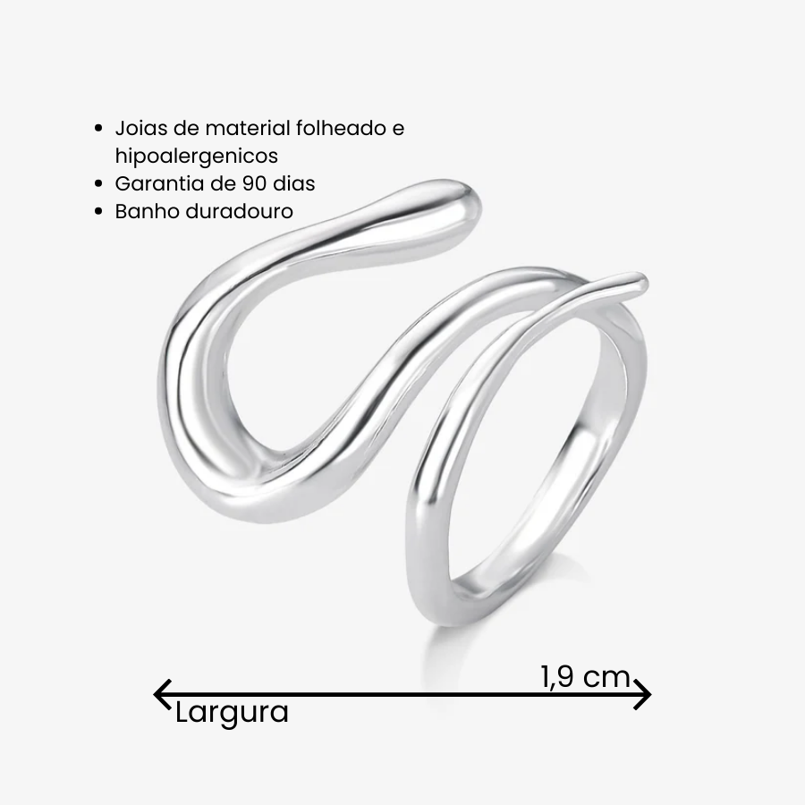 Anel Regulável Cobra Folheado a Prata