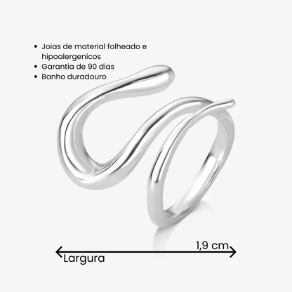 Anel Regulável Cobra Folheado a Prata