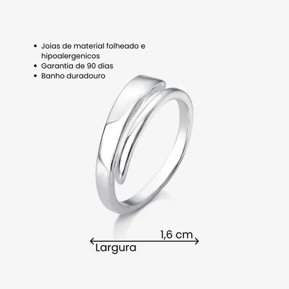 Anel Regulável Volta Quadrada Folheado a Prata