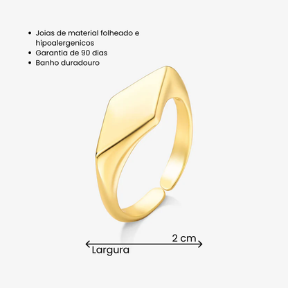 Anel Regulável Base Losango Folheado a Ouro 18k
