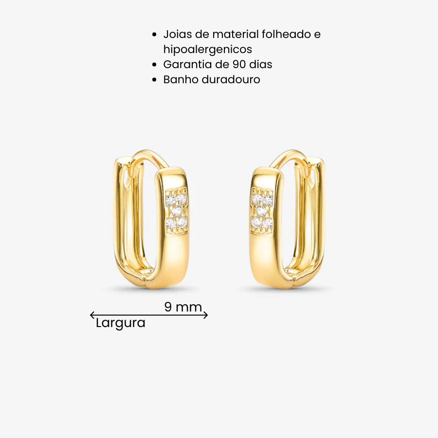 Brinco Argola Articulada com Zircônias Folheado a Ouro 18k