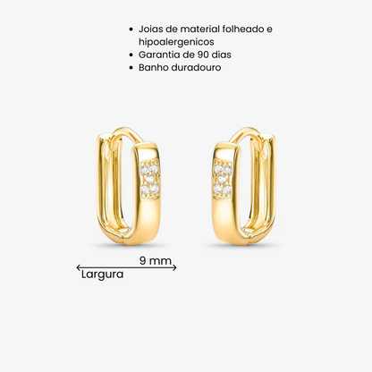 Brinco Argola Articulada com Zircônias Folheado a Ouro 18k
