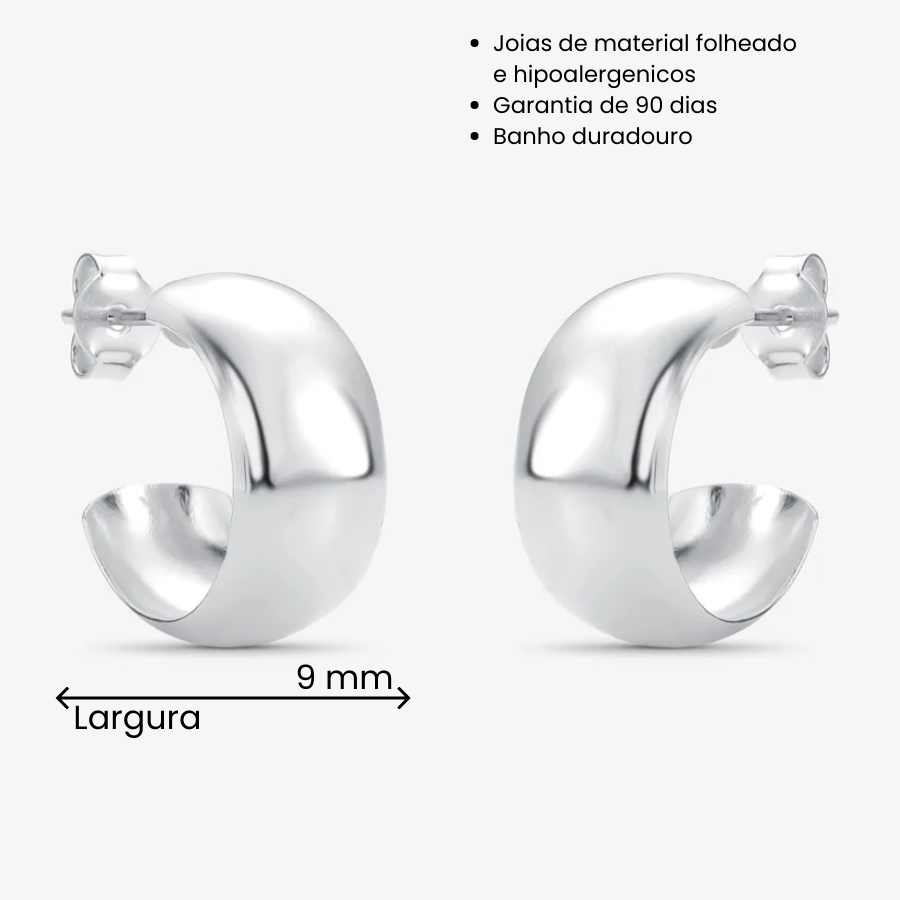 Brinco Argola Lisa 9mm Folheado a Prata