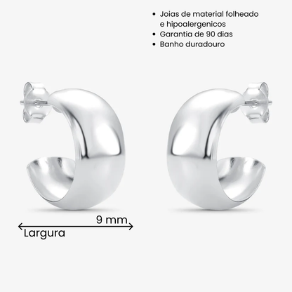 Brinco Argola Lisa 9mm Folheado a Prata