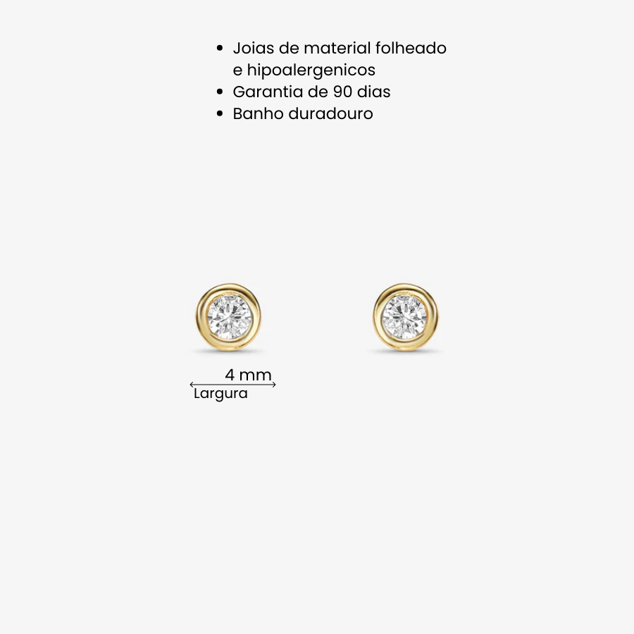 Brinco Redondo Ponto de Luz Folheado a Ouro 18K