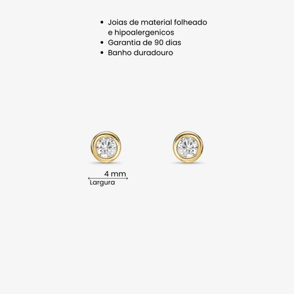 Brinco Redondo Ponto de Luz Folheado a Ouro 18K