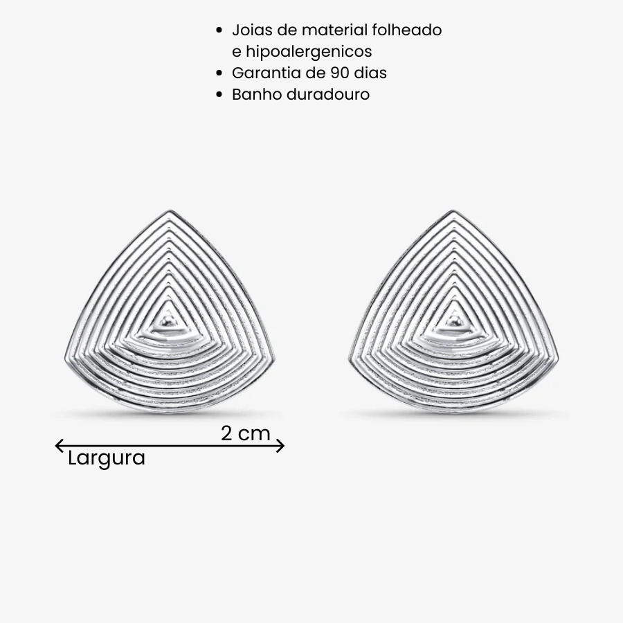Brinco Pirâmide Texturizada Folheado a Prata