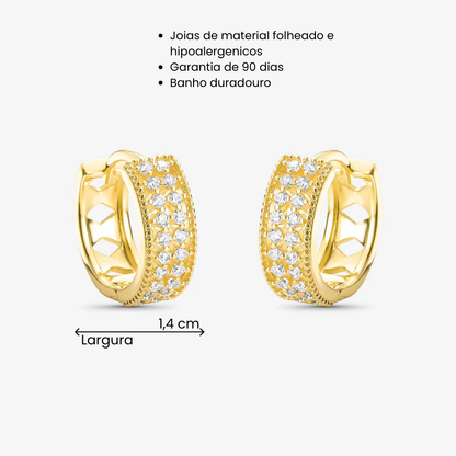 Brinco Argola Borda Losango Folheado a Ouro 18k