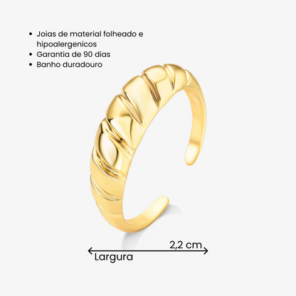 Anel Regulável Croissant Folheado a Ouro 18k