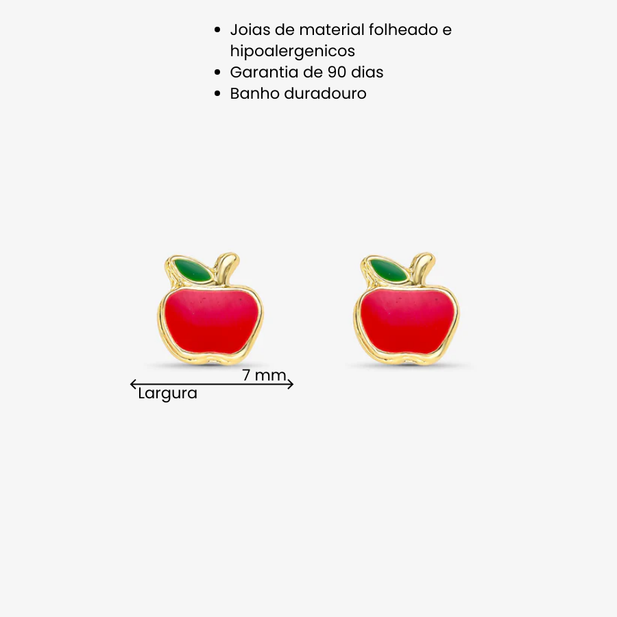 Brinco Infantil Maçã Folheado a Ouro 18k