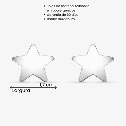 Brinco Estrela Lisa Folheado a Prata