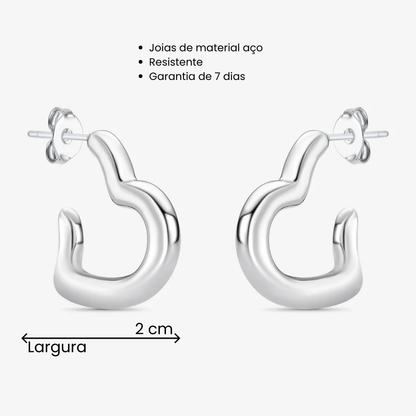 Brinco Aço Argola de Coração