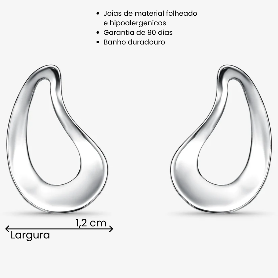 Brinco Gota Vazada Folheado a Prata