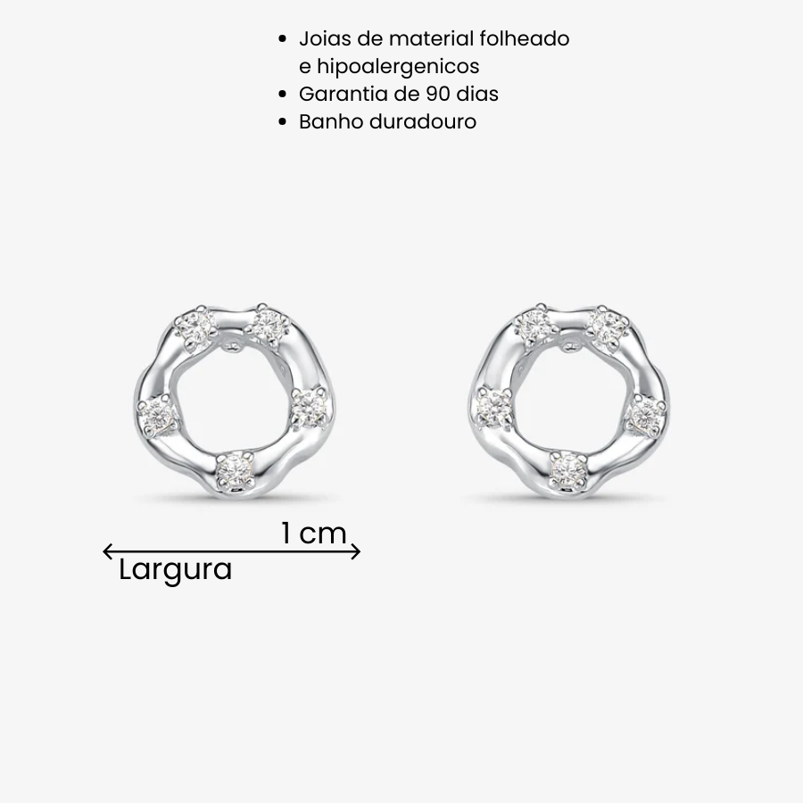 Brinco Circulo Irregular Folheado a Prata