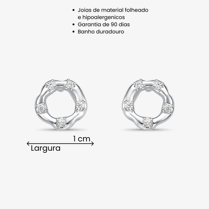 Brinco Circulo Irregular Folheado a Prata