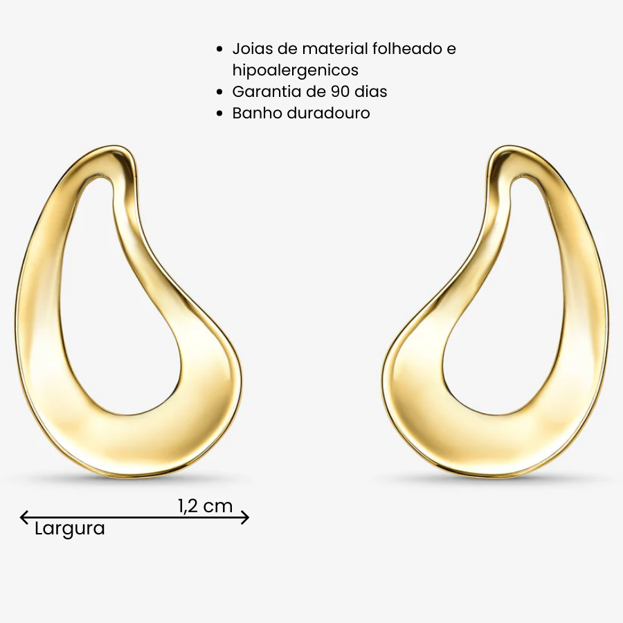 Brinco Gota Vazada Folheado a Ouro 18k