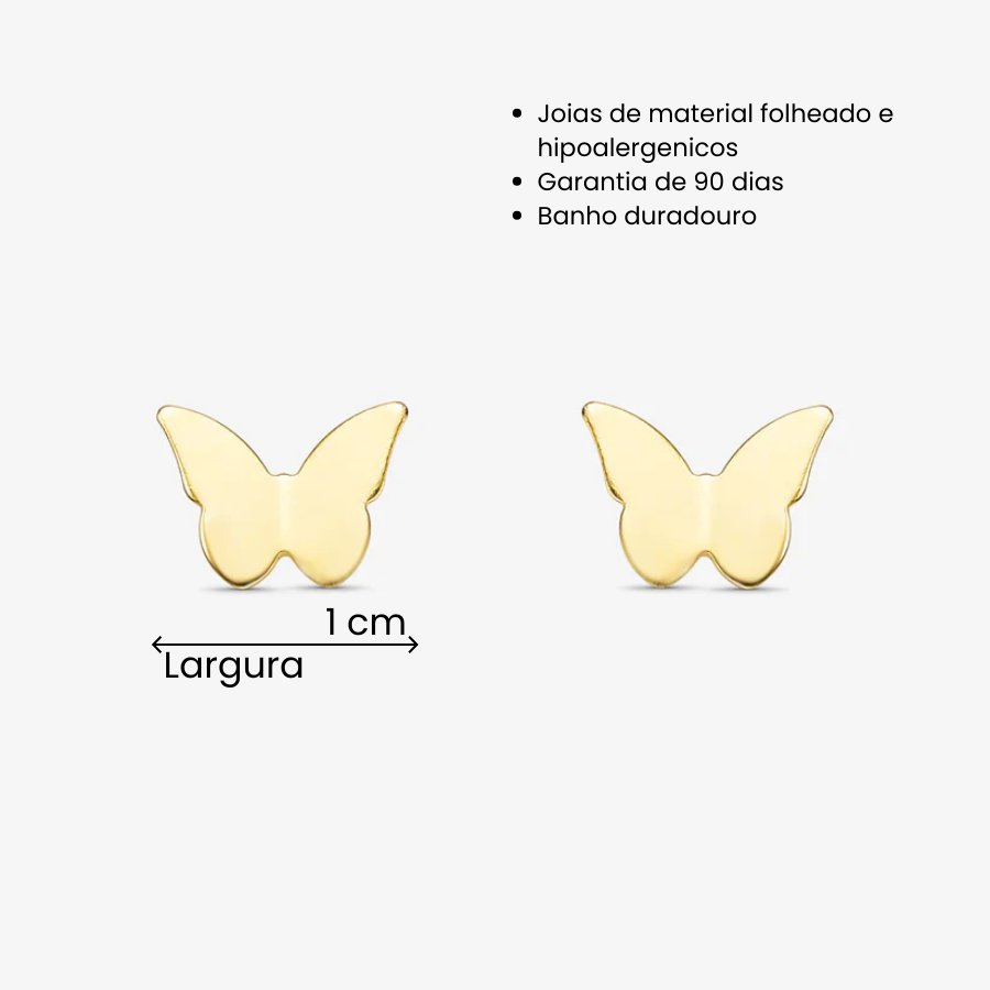 Brinco Borboleta Lisa Folheado a Ouro 18K